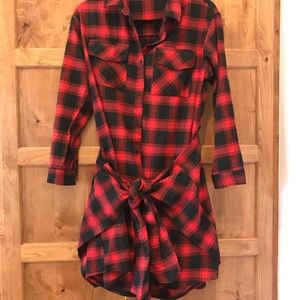 Boohoo buffalo plaid shirt dress